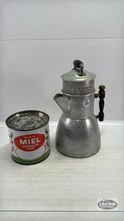 WEAR-EVER ALUM.COFFEE POT & 4LB PURE CDN HONEY TIN