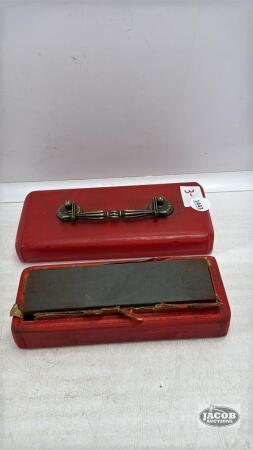 WOOODEN BOX WITH SHARPENING STONE