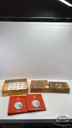 (2) CIGAR BOXES W/QTY OF COIN SLEEVES