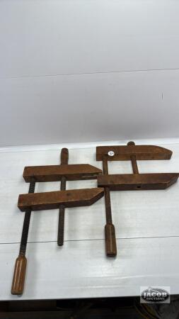 (2) WOODEN SCREW CLAMPS