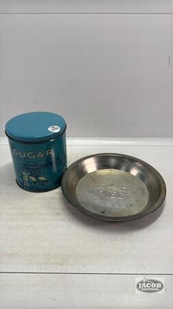 6IN SUGAR CANNISTER & 9IN TIM HORTONS PIE PLATE