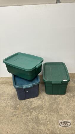 (3) RUBBERMAID ROUGHNECK TOTES