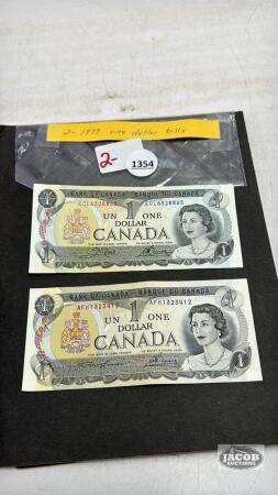 (2) CANADA 1973 ONE DOLLAR BILLS