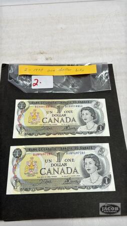 (2) CANADA 1973 ONE DOLLAR BILLS