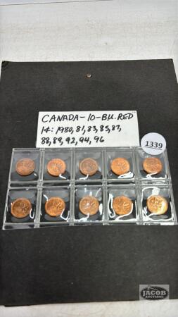 (10) CANADA ONE CENT COINS