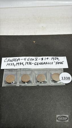 CANADA 1929 & 1932 & 1935 & 1936 ONE CENT COINS
