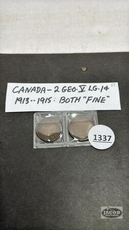 CANADA 1913 & 1915 LG ONE CENT COINS