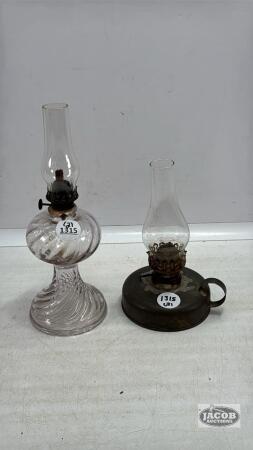 COAL OIL LAMP & (1) TIN FINGER COAL OIL LAMP