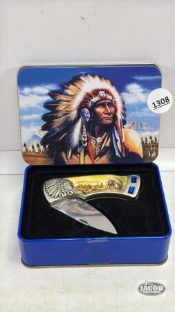 INDIGENOUS TIN WITH MATCHING POCKET KNIFE