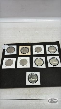 (9) CANADIAN ONE DOLLAR COINS