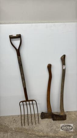 (2) AXES & (1) 6 PRONG FORK