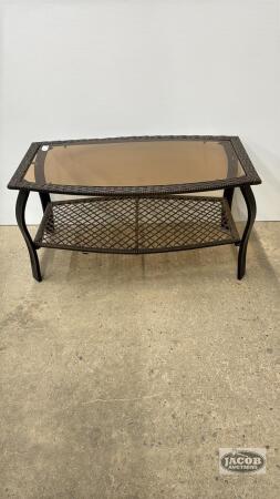 OUTDOOR GLASS TOP COFFEE TABLE