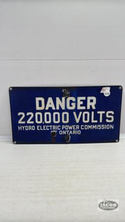 PORCELAIN SIGN "DANGER 220,000 VOLTS