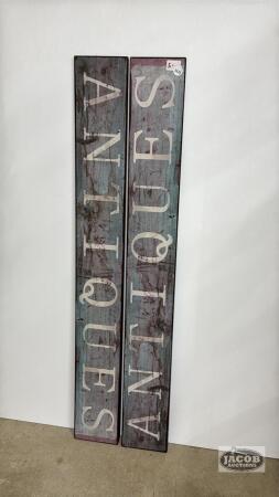 (2) WOODEN "ANTIQUES" SIGNS