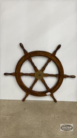 30IN WOODEN SHIPS STEERING WHEEL