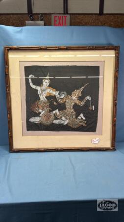 FRAMED THAI SILK PAINTING