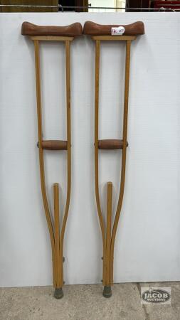 PAIR OF WOODEN CRUTCHES