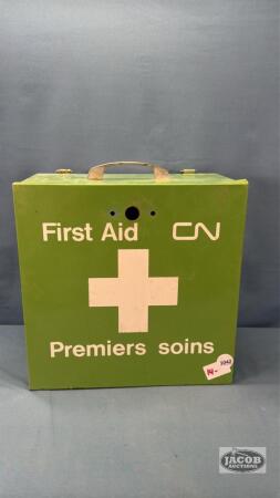 WALL HUNG TIN FIRST AID CABINET FROM CN RAIL