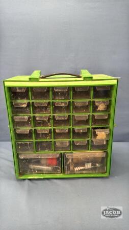 27 DRAWER PLASTIC ORGANIZER WITH CONTENTS