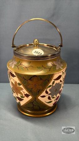 BISCUIT BARREL WITH FLORAL MOTIEF