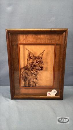 FRAMED LYNX PHOTOGRAPH ON GLASS