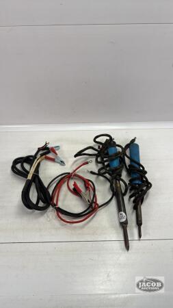 (2) SOLDERING IRONS & (2) SETS OF LIGHT CABLES W/GATOR CLAMPS