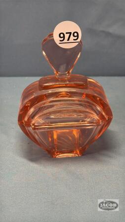 PINK GLASS TRINKET BOWL WITH LID