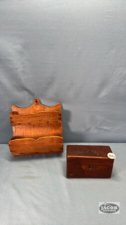 WOODEN BILL HOLDER & WOODEN COIN BOX