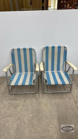 (2) FOLDING ALUMINUM BEACH CHAIRS