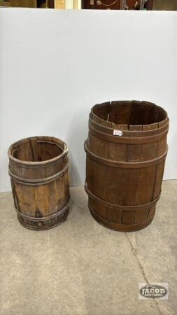 (2) WOODEN BARRELS
