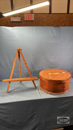 WOODEN EASEL & HAT BOX