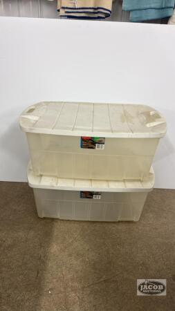 (2) RUBBERMAID TOTES WITH LIDS 109L