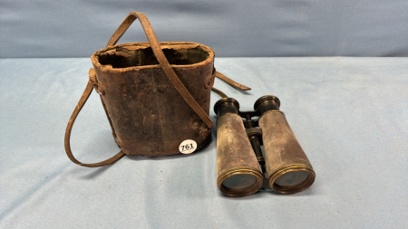 Set of Old Ellis Bros. Field Glasses in Leather Case