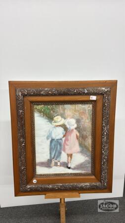 FRAMED LITHOGRAPH PRINT "SECRETS"
