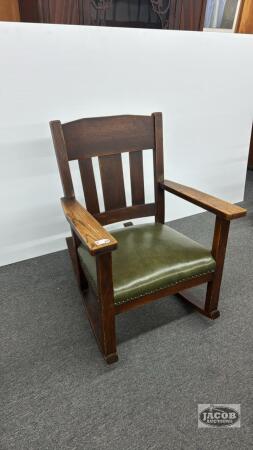 ANTIQUE MISSION OAK ROCKING CHAIR