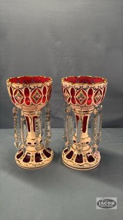 PAIR OF 10IN HIGH GIRONDELLES WITH PRISIMS