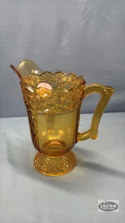 AMBER DEPRESSION GLASS WATER PITCHER