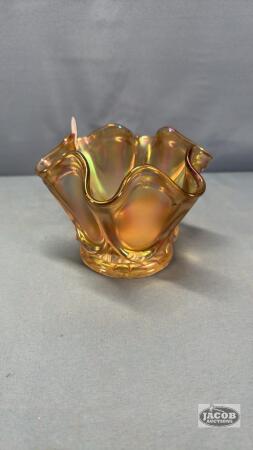 FLUTED CARNIVAL GLASS 5.5IN BOWL