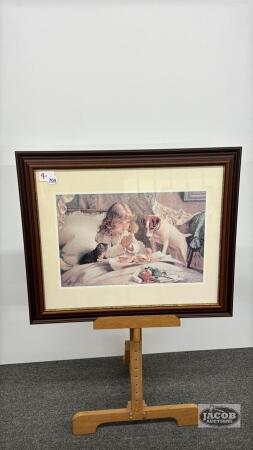 BURTON BARBER CHILD PRAYING WITH DOG AND CAT