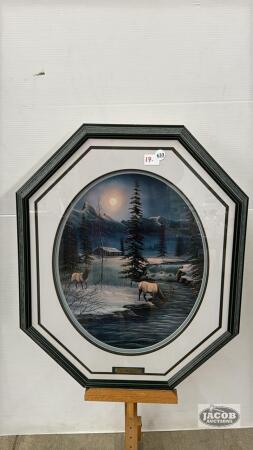 FRAMED DARCY SHAVER PRINT "OUT OF HIDING"