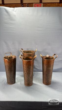 (4) TIN FLOWER VASES