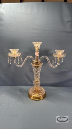 TRIPLE CANDLEABRIA WITH BRASS BASE