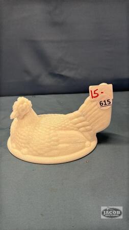 MILK GLASS HEN ON THE NEST LID