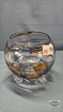 FOOTED STAIN MOSAIC GLASS BOWL