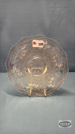 9IN IRIDESCENT CARNIVAL GLASS SERVING PLATE