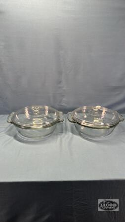 (2) ANCHOR WARE 2QT CASSEROLES WITH LIDS