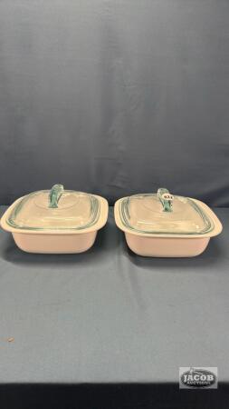 (2) CORNINGWARE GLASS BAKEWARE DISHES WITH LIDS