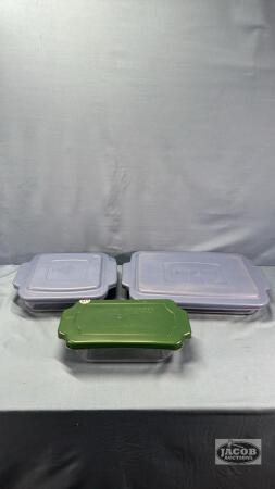 (3) ANCHOR CASSEROLE DISHES WITH LIDS