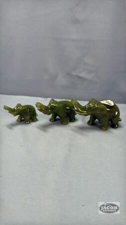 (3) JADE ELEPHANT FIGURINES