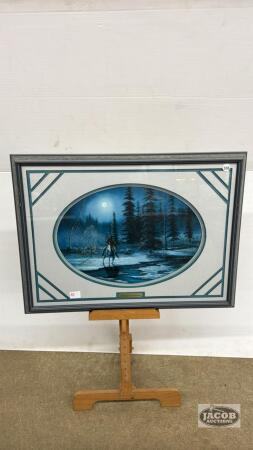 FRAMED PRINT "WATCHER" IN THE WOODS